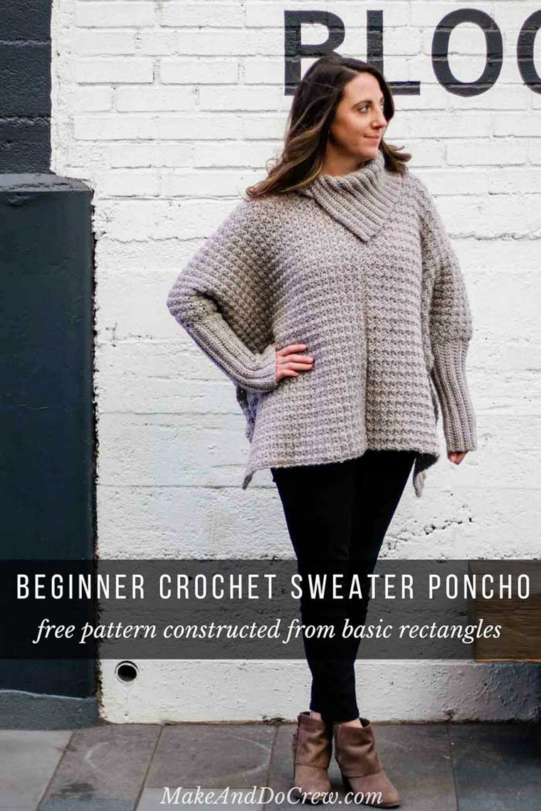 SIMPLE CROCHET PONCHO WITH SLEEVES – FREE PATTERN MADE FROM RECTANGLES18