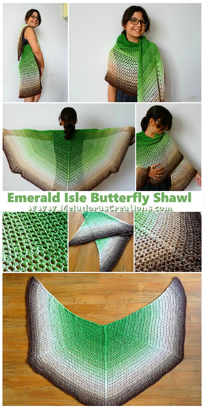 Emerald Isle Butterfly Shawl – Free Crochet Pattern