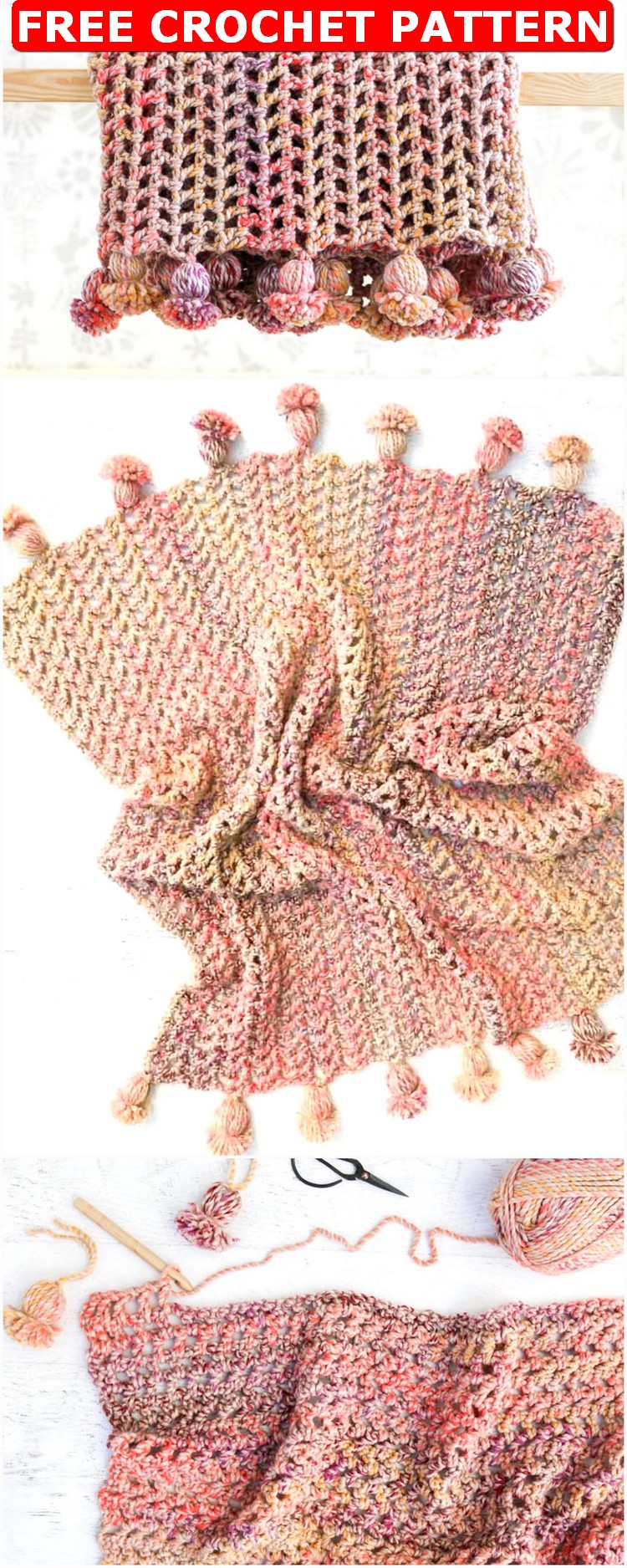 Free and Cute Crochet Blanket Patterns - How To Make DIY Inspirations Crochet blanket with colorful stripes