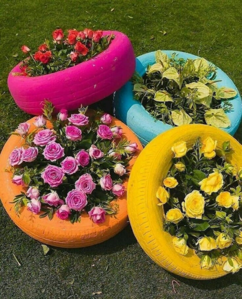 tire planter ideas (17)