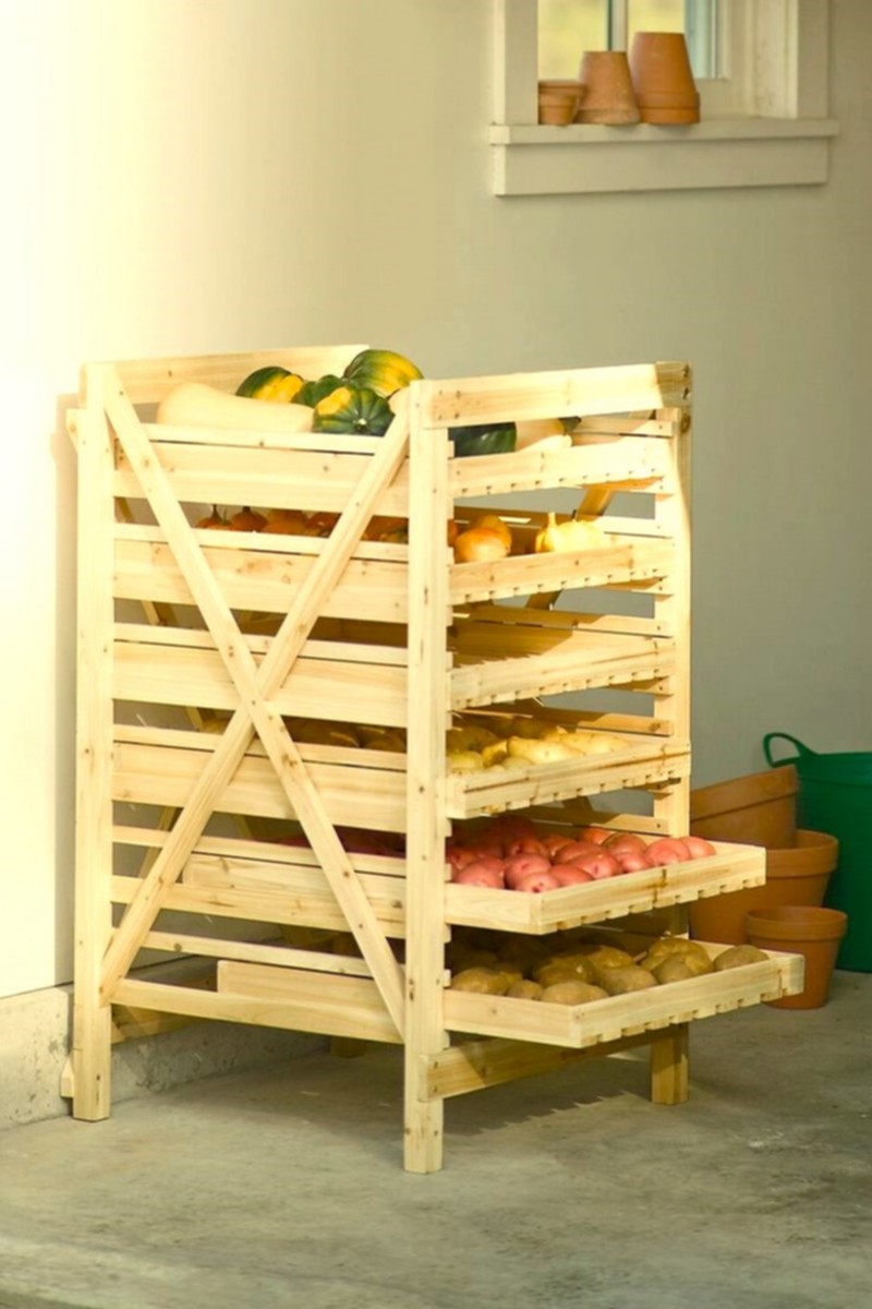 DIY PRODUCE WOODEN HOLDER for $10, DIY fruit/vegetable storage rack, PRODUCE STAND