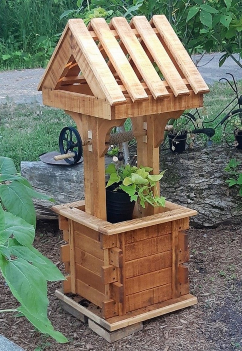 Pallet Wood Garden Wishing Well Ideas HOW TO MAKE DIY