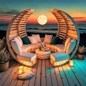 Outdoor Wood Pallet Furniture With Light And Garden Ideas - HOW TO MAKE ...