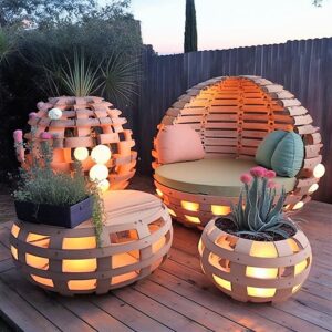 Outdoor Wood Pallet Furniture With Light And Garden Ideas - HOW TO MAKE ...