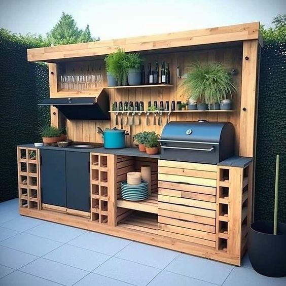 Beautiful Outdoor wood pallet Kitchen Ideas (11)