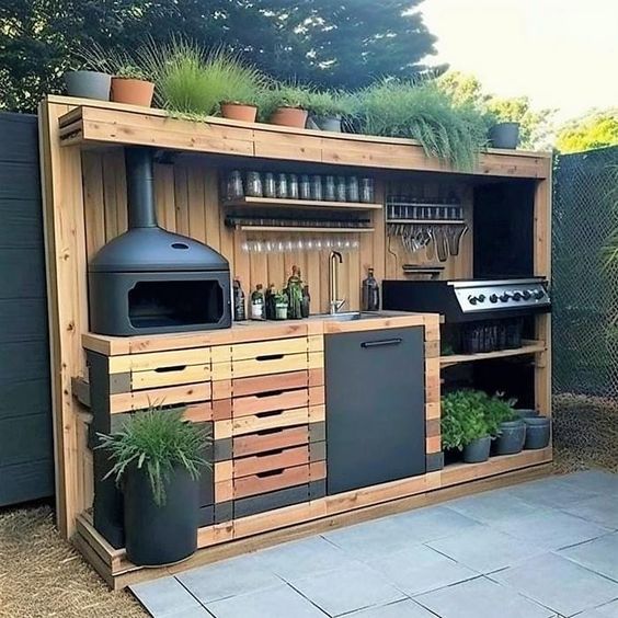 Beautiful Outdoor wood pallet Kitchen Ideas (2)