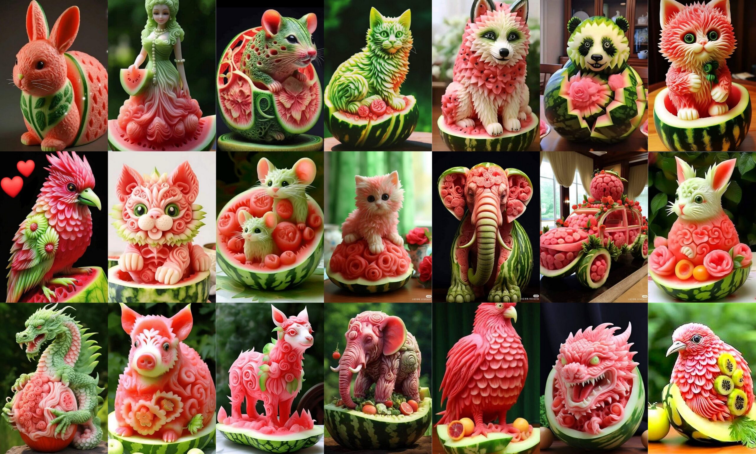 Watermelon Sculptures (2)