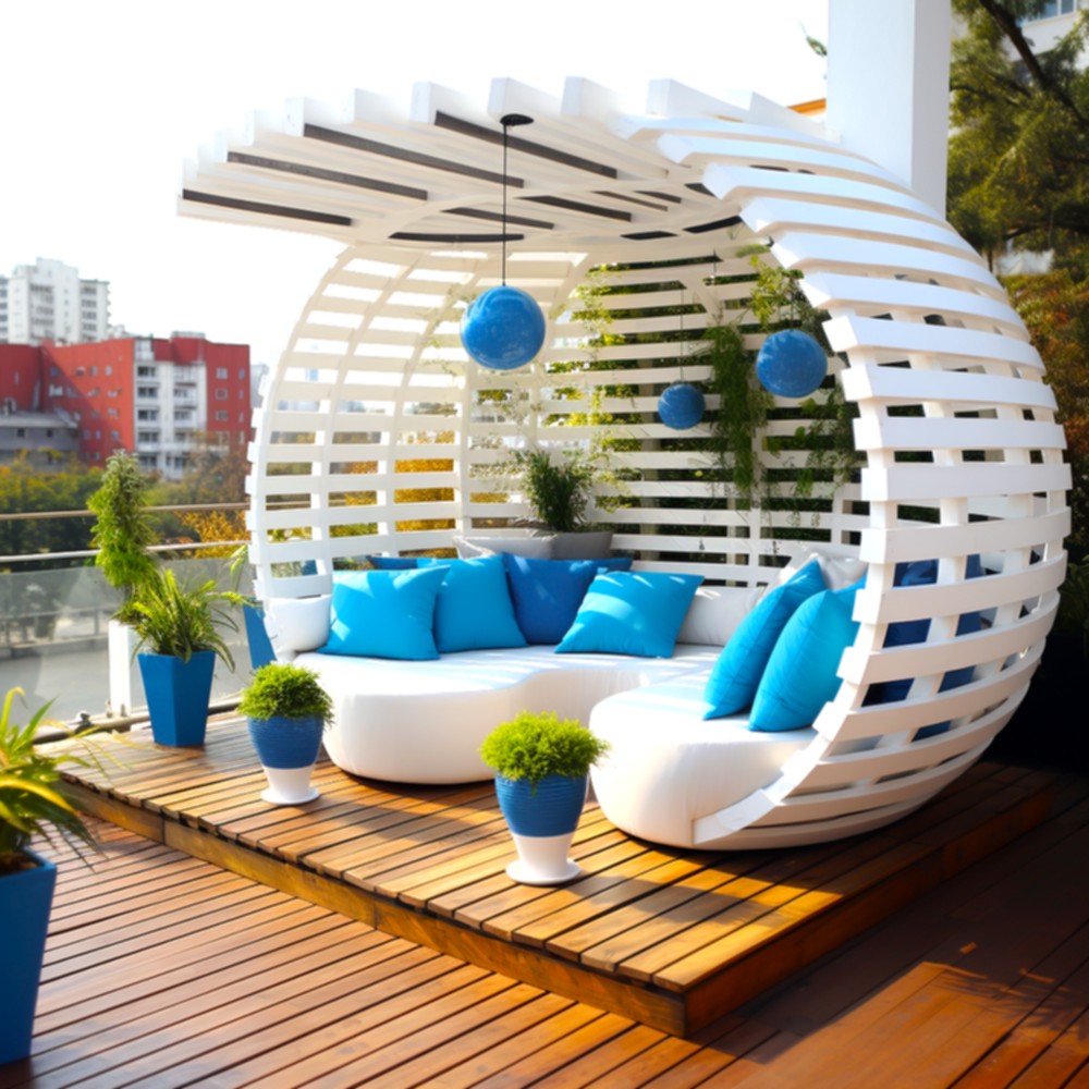 Outdoor Living Creating A Wood Pallet Patio Lounge Pergola And Deck (16)