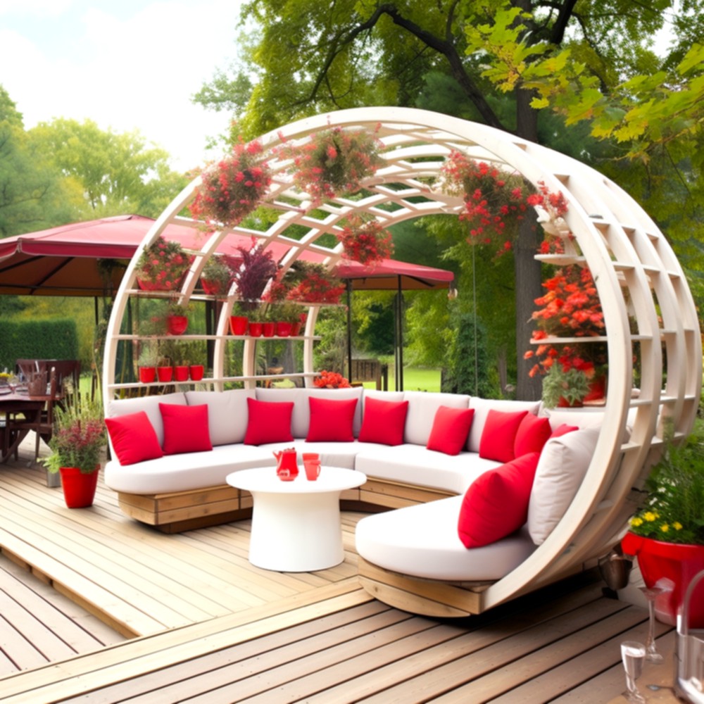 Outdoor Living Creating A Wood Pallet Patio Lounge Pergola And Deck (3)