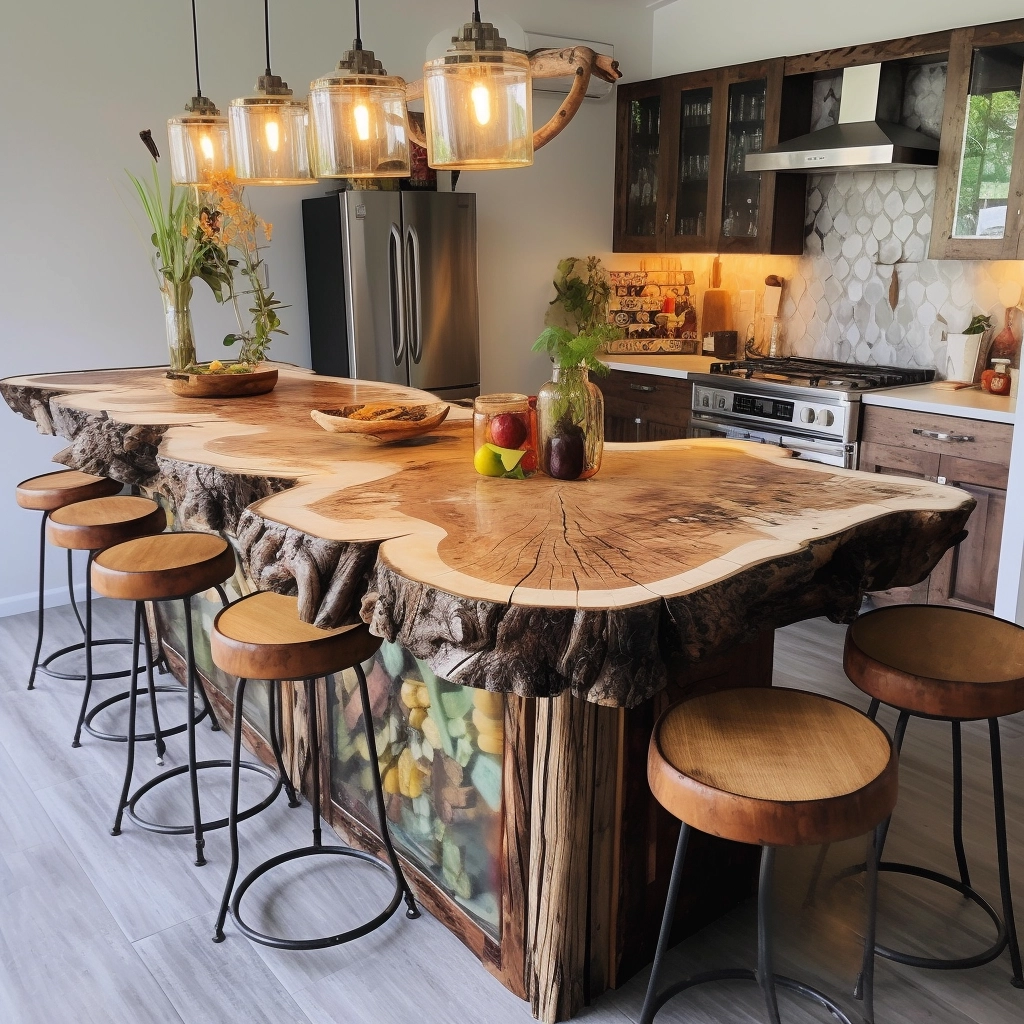 Harmony of Style & Utility Elevate Your Kitchen with a Luxurious Wooden Kitchen Island 🍽️🌿 (8)