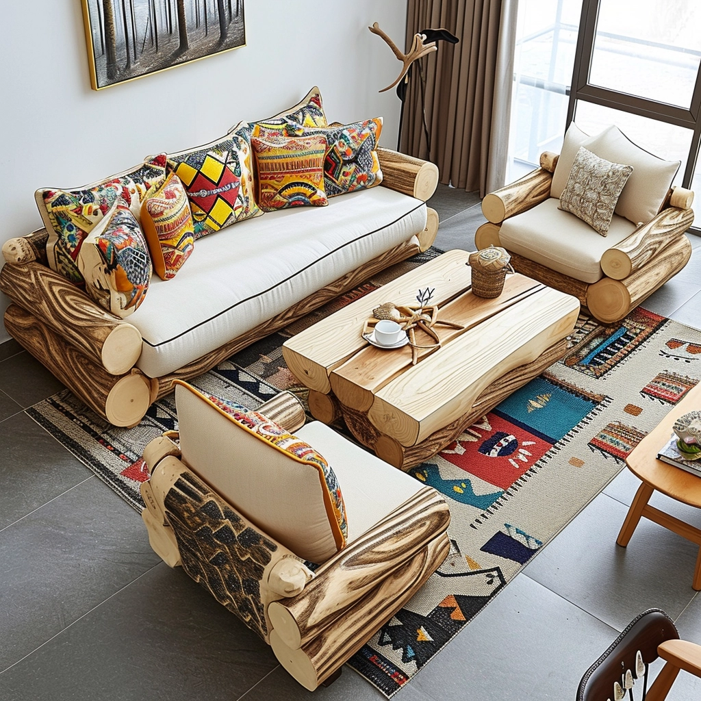 Log Home Comfort Creating Cozy Spaces with Wood Log Furniture (12)