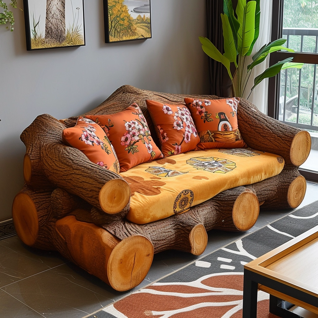 Log Home Comfort Creating Cozy Spaces with Wood Log Furniture (19)