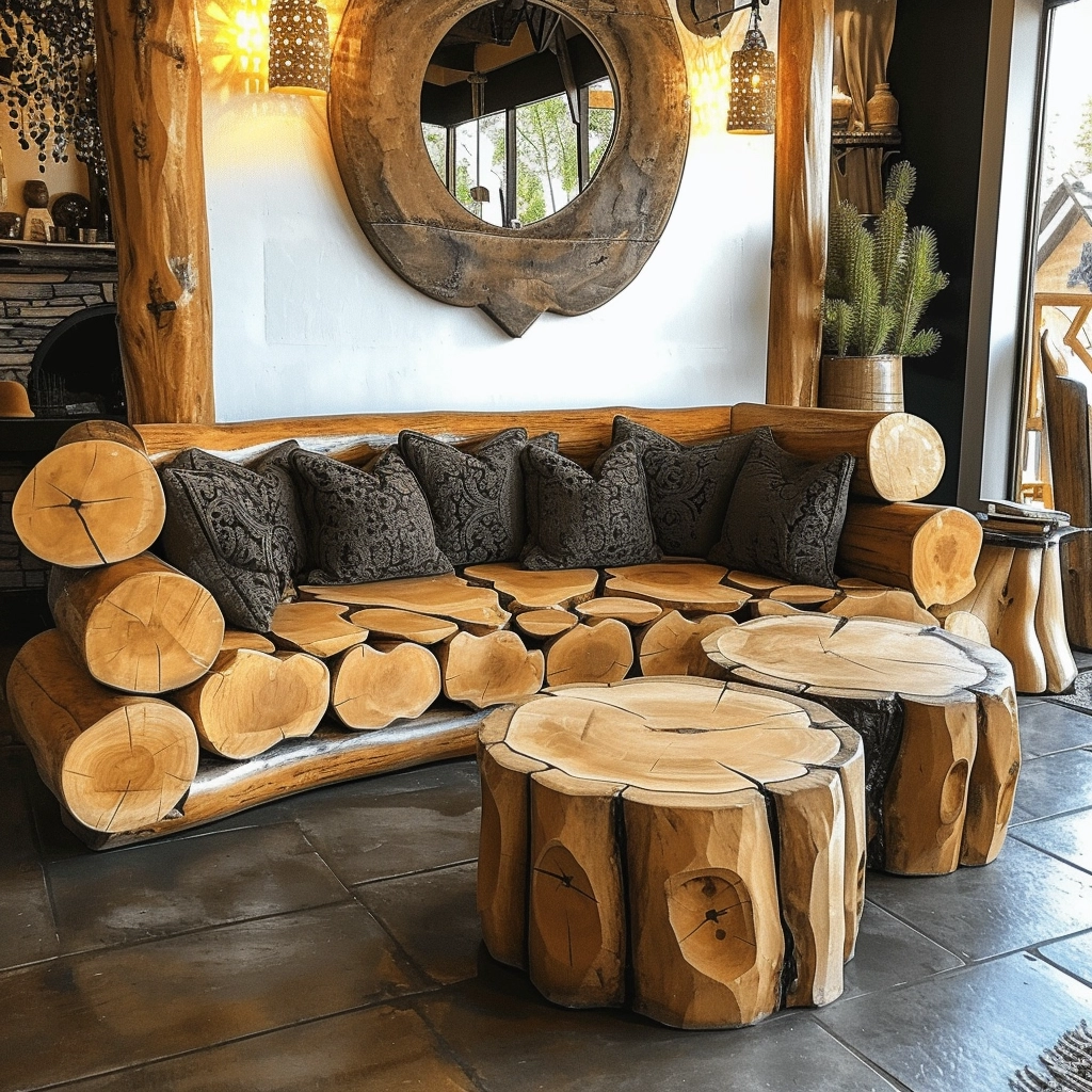 Log Home Comfort Creating Cozy Spaces with Wood Log Furniture (20)