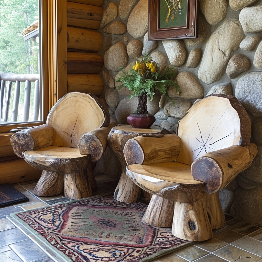 Log Home Comfort Creating Cozy Spaces with Wood Log Furniture (3)