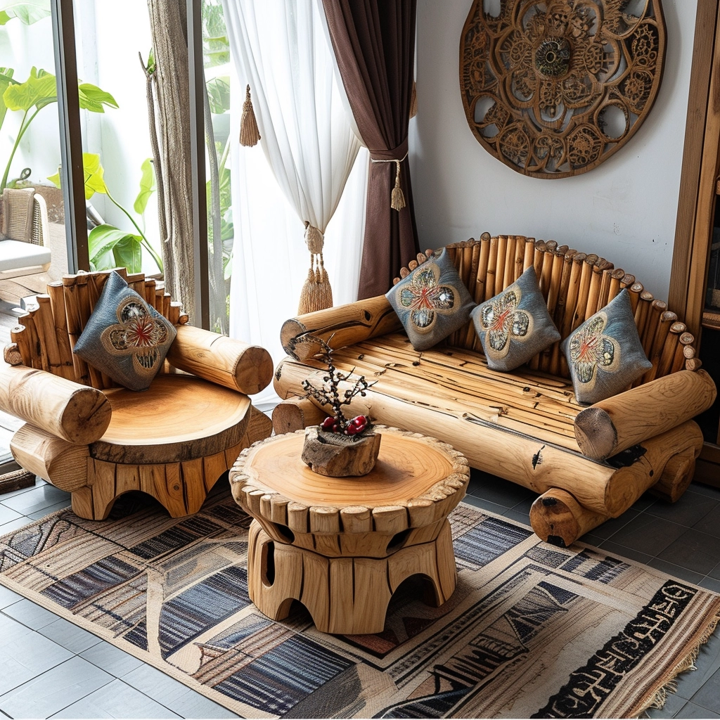 Log Home Comfort Creating Cozy Spaces with Wood Log Furniture (8)