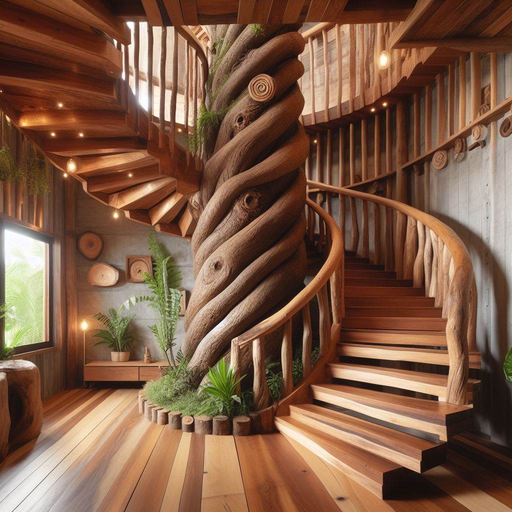 Natural Elegance Enhancing Interiors with Wooden Stairs (30)