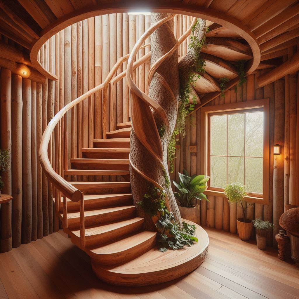 Natural Elegance Enhancing Interiors with Wooden Stairs (38)