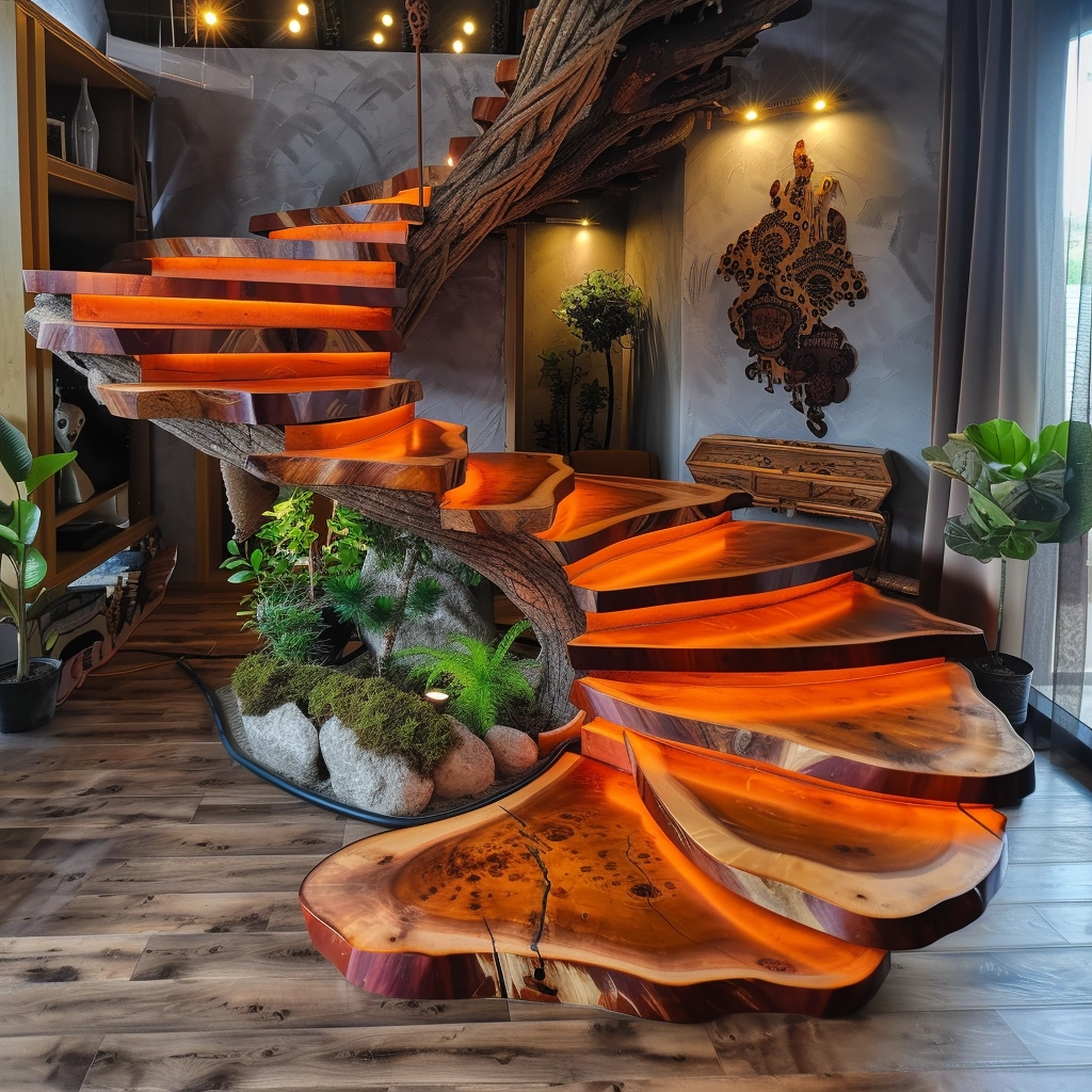 Natural Elegance Enhancing Interiors with Wooden Stairs (4)
