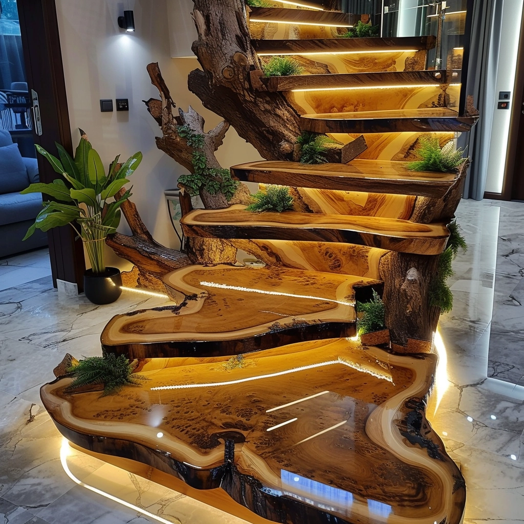 Natural Elegance Enhancing Interiors with Wooden Stairs (5)