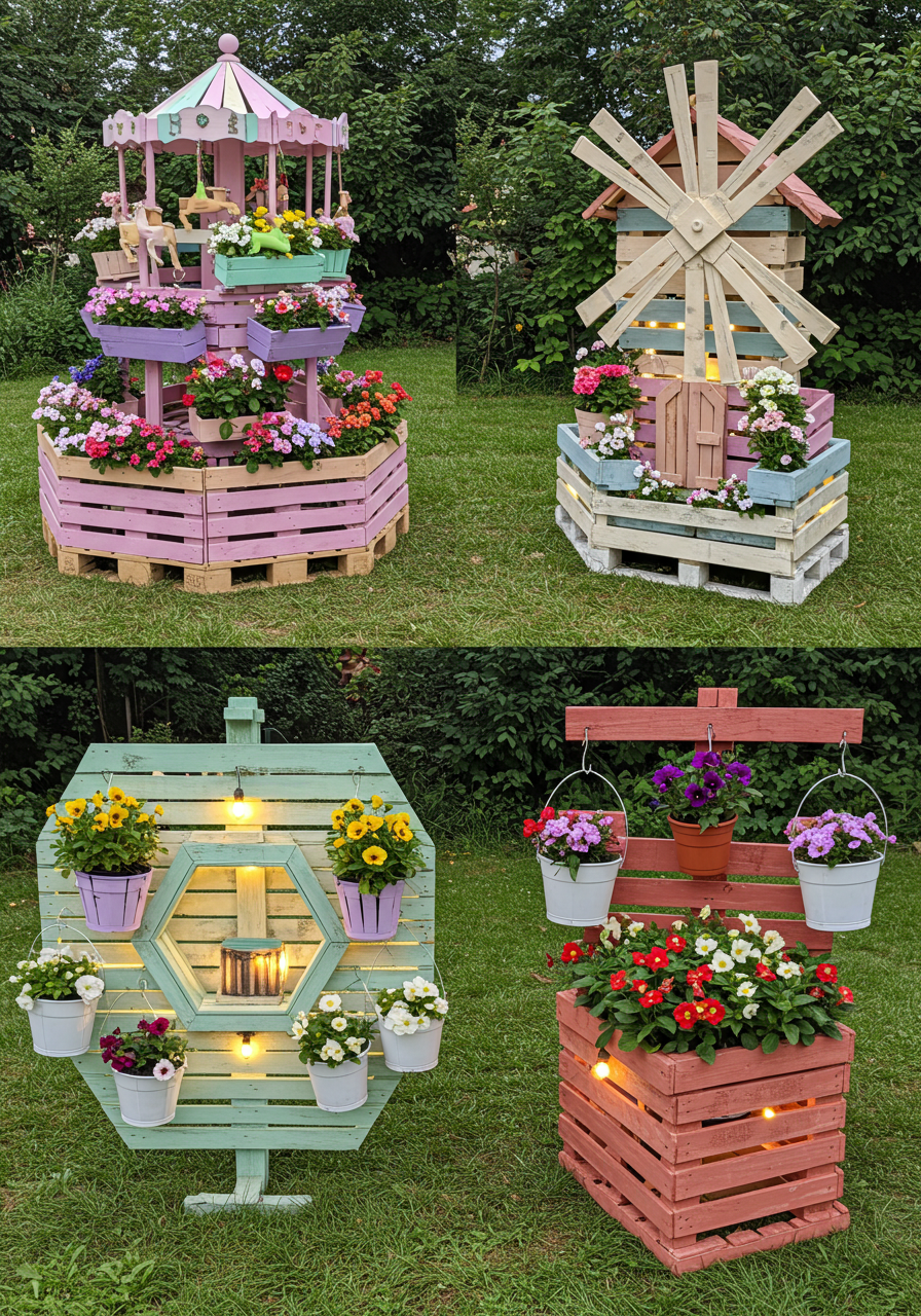 Pallet Ao Planter Paradise DIY A Rainbow Garden from Scrap Wood! (37)