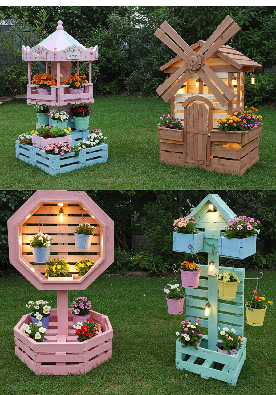 Pallet Ao Planter Paradise DIY A Rainbow Garden from Scrap Wood! (38)