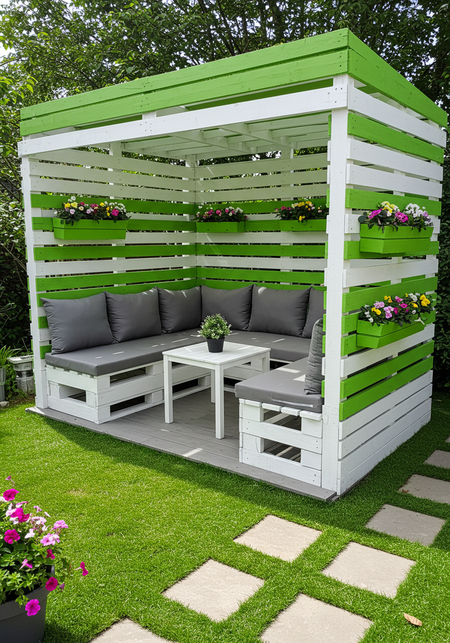 Creative Outdoor Seating Ideas Using Wooden Pallets (11)