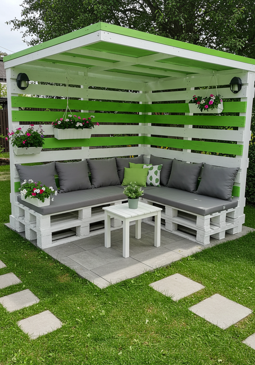 Creative Outdoor Seating Ideas Using Wooden Pallets (12)