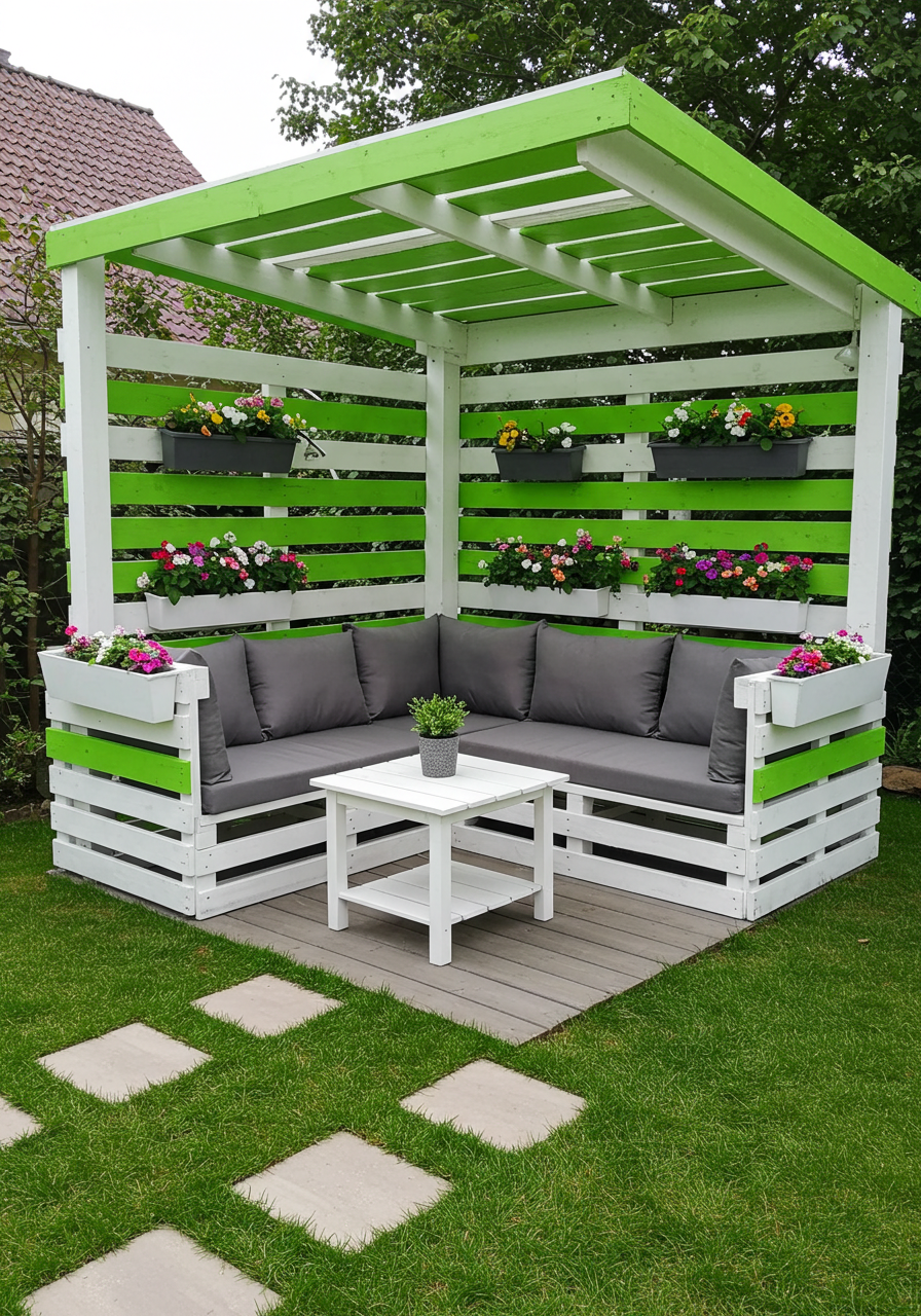 Creative Outdoor Seating Ideas Using Wooden Pallets (14)