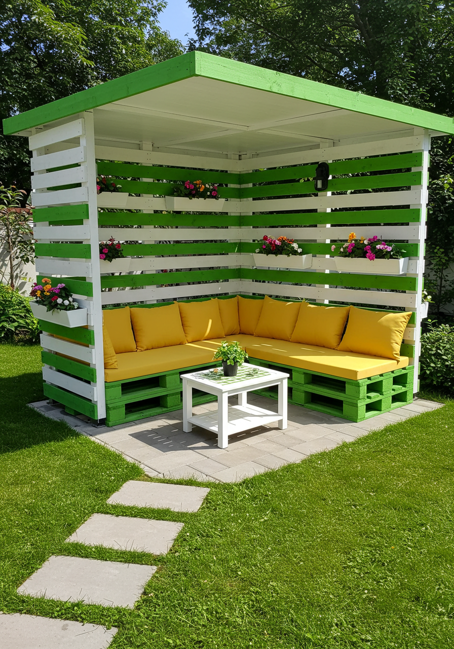 Creative Outdoor Seating Ideas Using Wooden Pallets (15)
