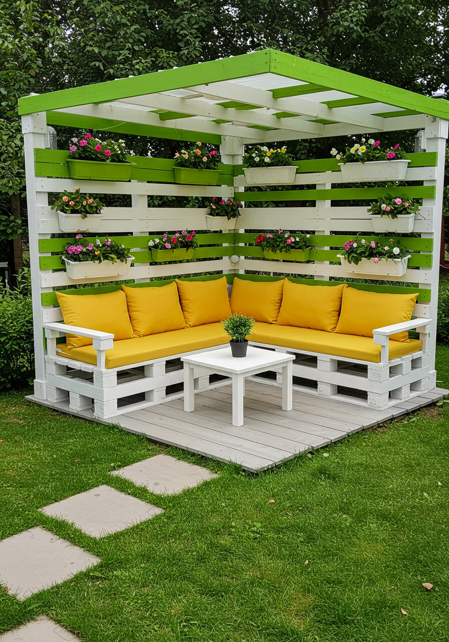 Creative Outdoor Seating Ideas Using Wooden Pallets (17)
