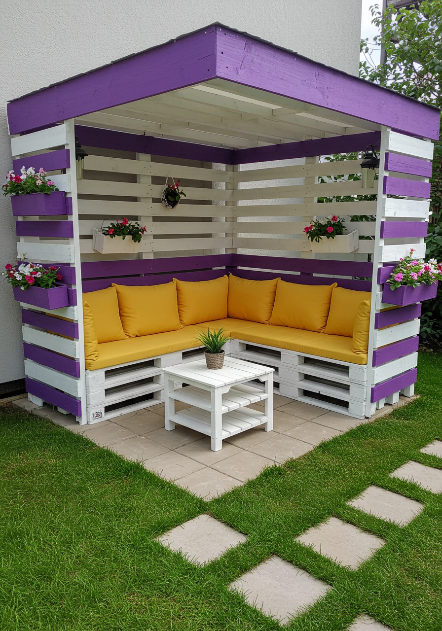 Creative Outdoor Seating Ideas Using Wooden Pallets (20)