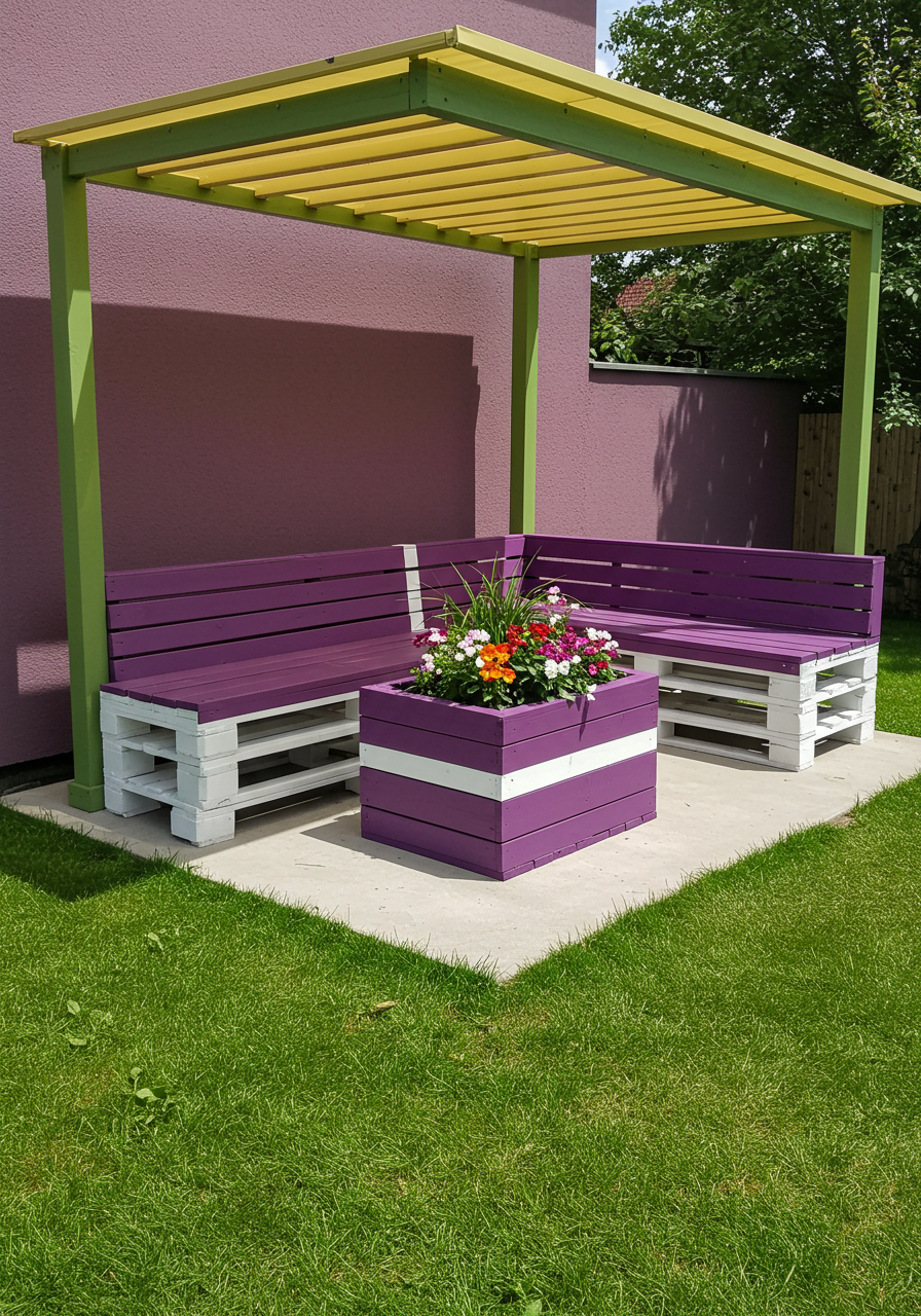 Creative Outdoor Seating Ideas Using Wooden Pallets (24)