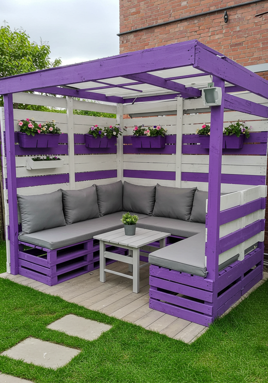 Creative Outdoor Seating Ideas Using Wooden Pallets (4)