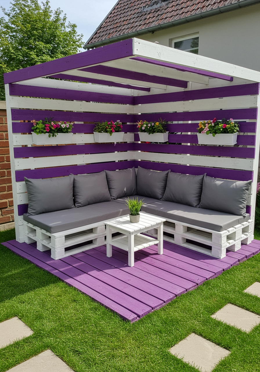 Creative Outdoor Seating Ideas Using Wooden Pallets (8)