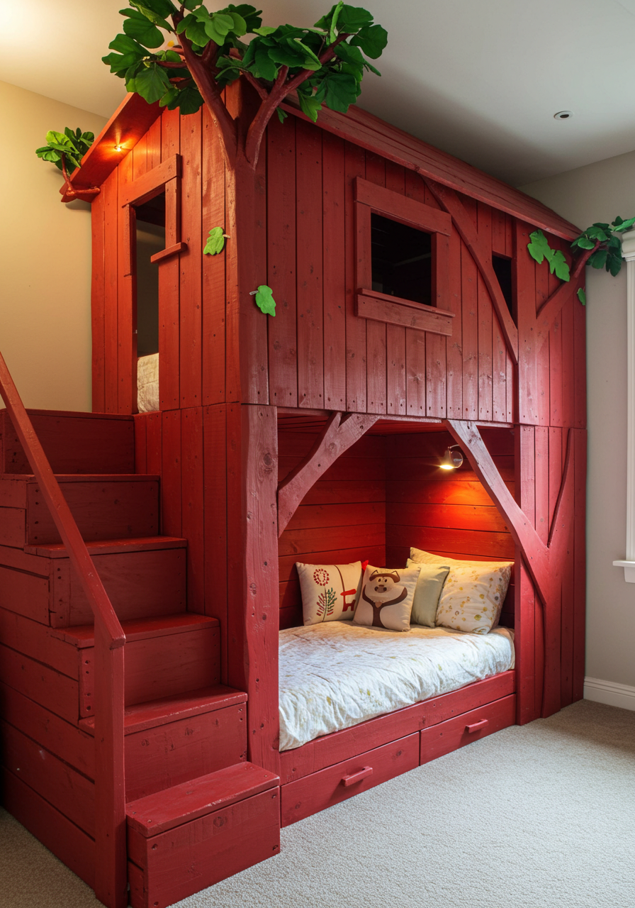 Rainbow Dreams DIY Colorful Pallet Bunk Beds for Kids (16)