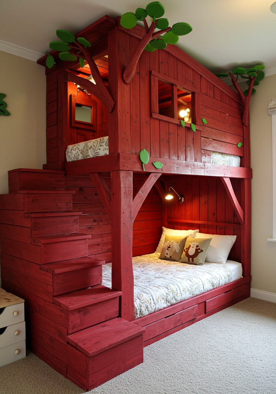 Rainbow Dreams DIY Colorful Pallet Bunk Beds for Kids (17)