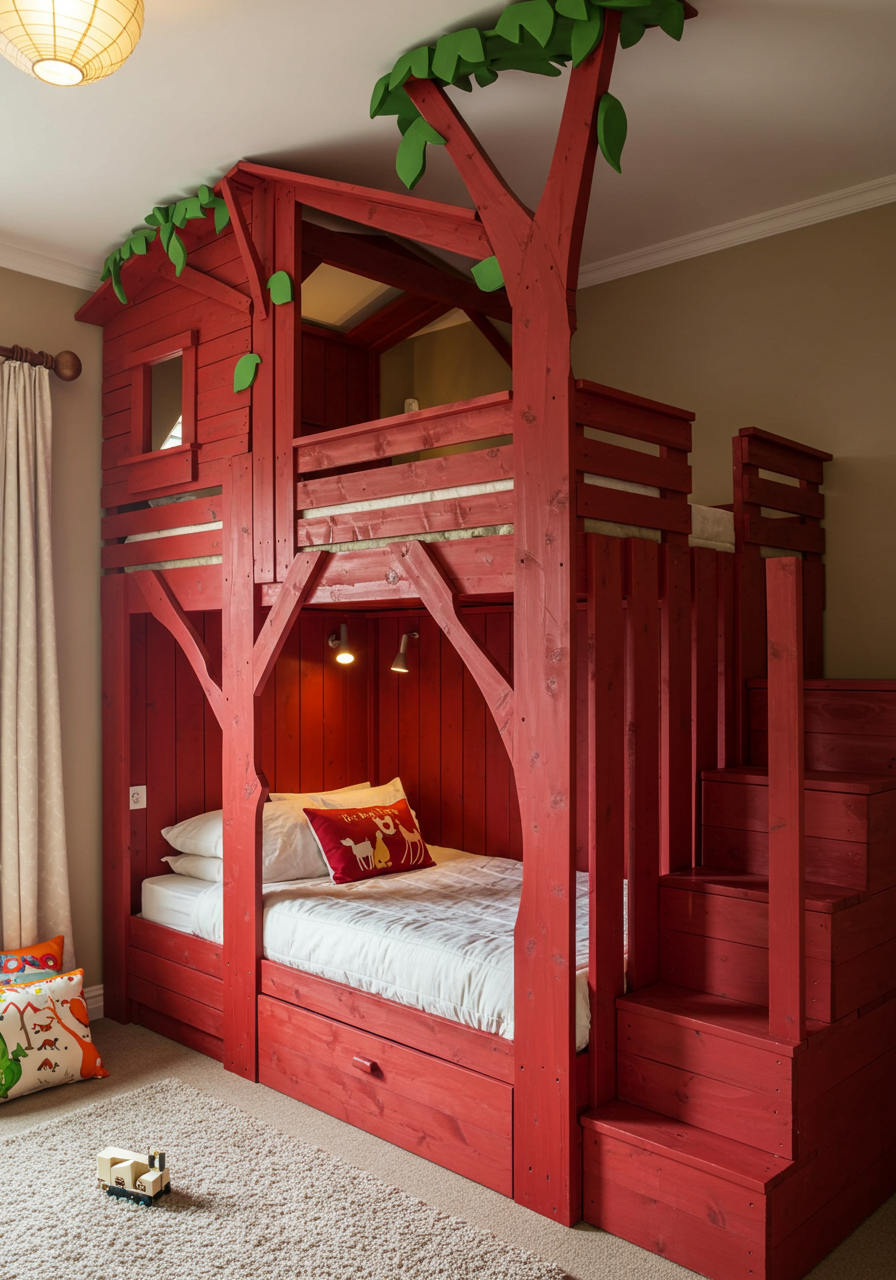 Rainbow Dreams DIY Colorful Pallet Bunk Beds for Kids (18)