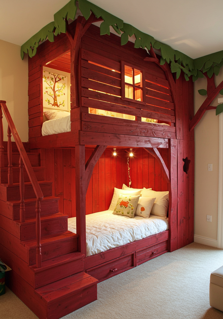 Rainbow Dreams DIY Colorful Pallet Bunk Beds for Kids (19)