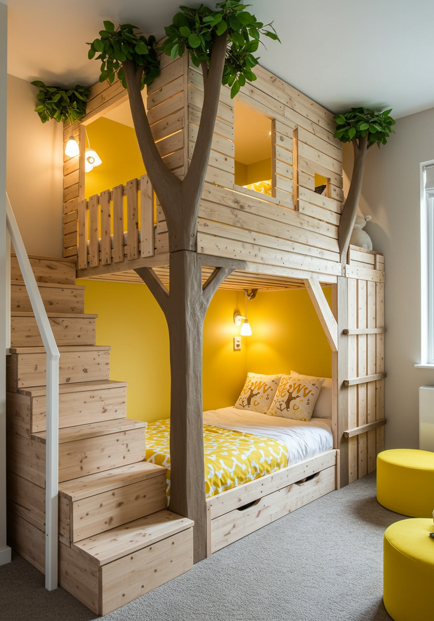 Rainbow Dreams DIY Colorful Pallet Bunk Beds for Kids (22)