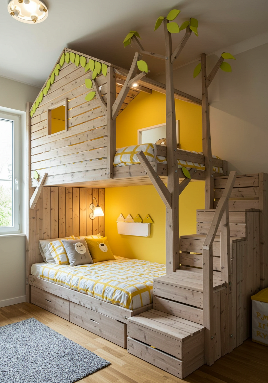 Rainbow Dreams DIY Colorful Pallet Bunk Beds for Kids (23)