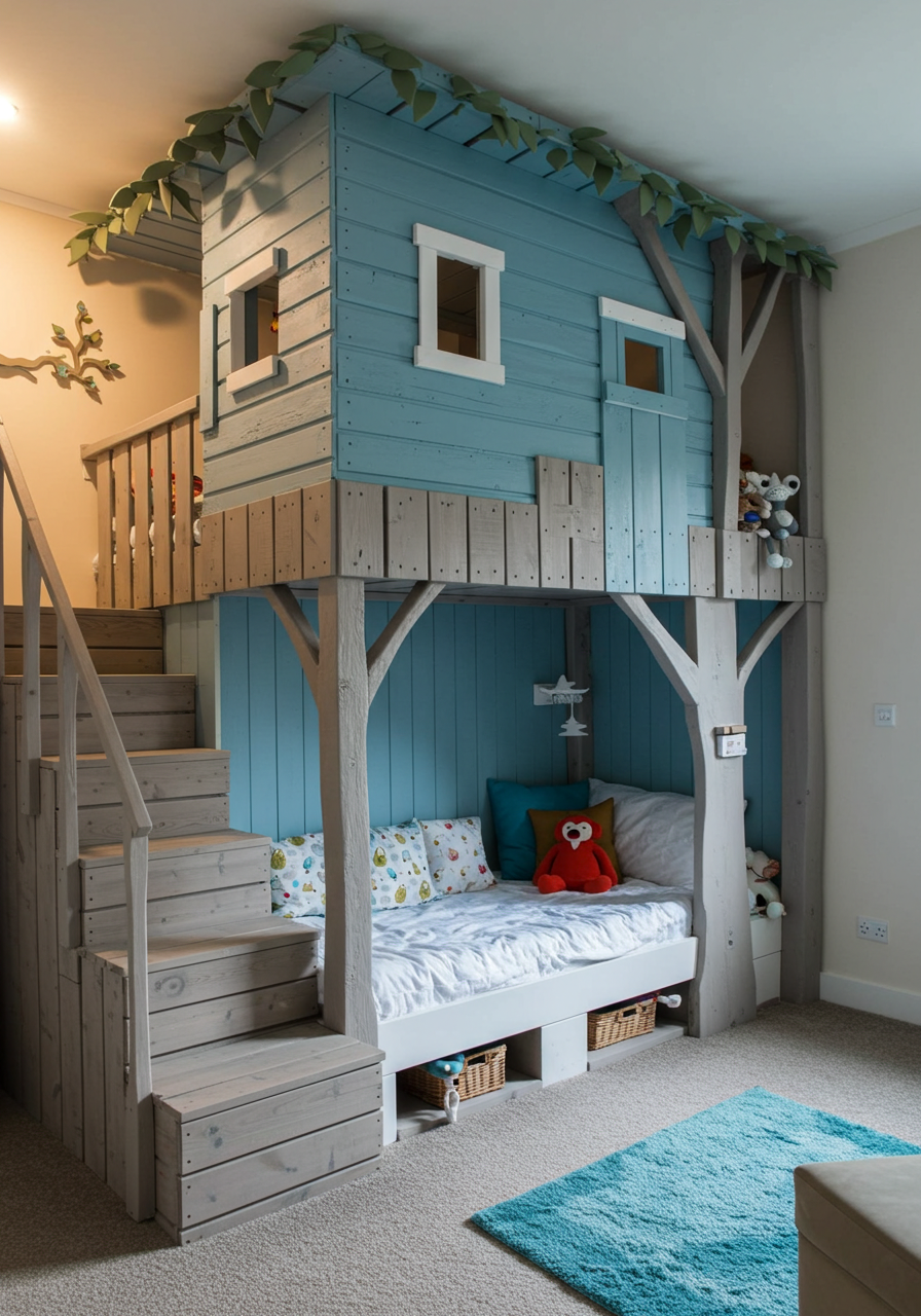 Rainbow Dreams DIY Colorful Pallet Bunk Beds for Kids (24)