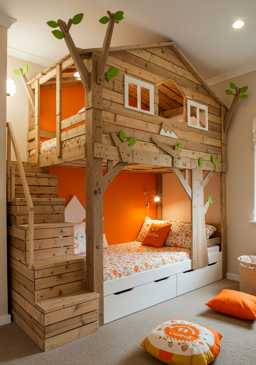 Rainbow Dreams DIY Colorful Pallet Bunk Beds for Kids (25)