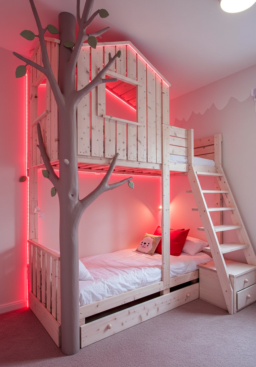 Rainbow Dreams DIY Colorful Pallet Bunk Beds for Kids (27)