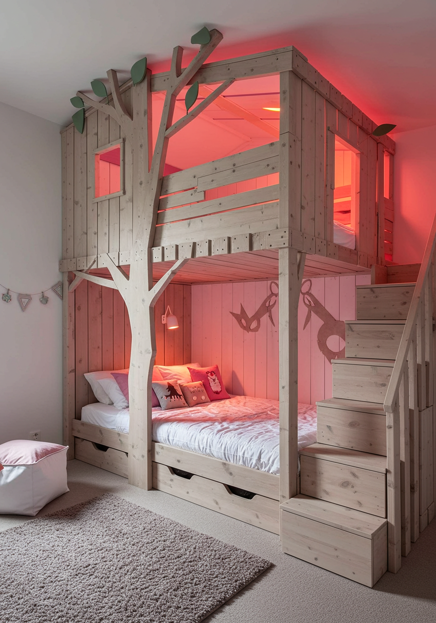 Rainbow Dreams DIY Colorful Pallet Bunk Beds for Kids (28)