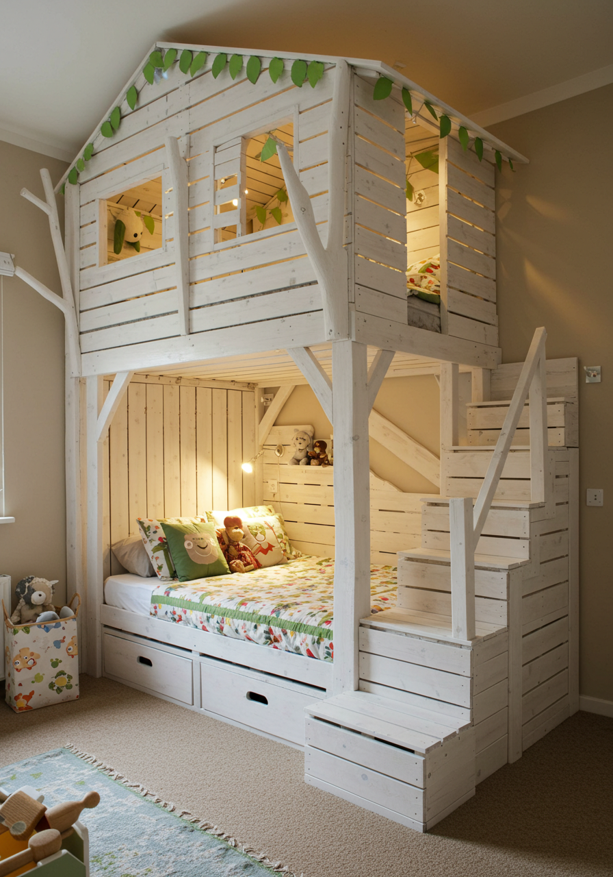 Rainbow Dreams DIY Colorful Pallet Bunk Beds for Kids (3)