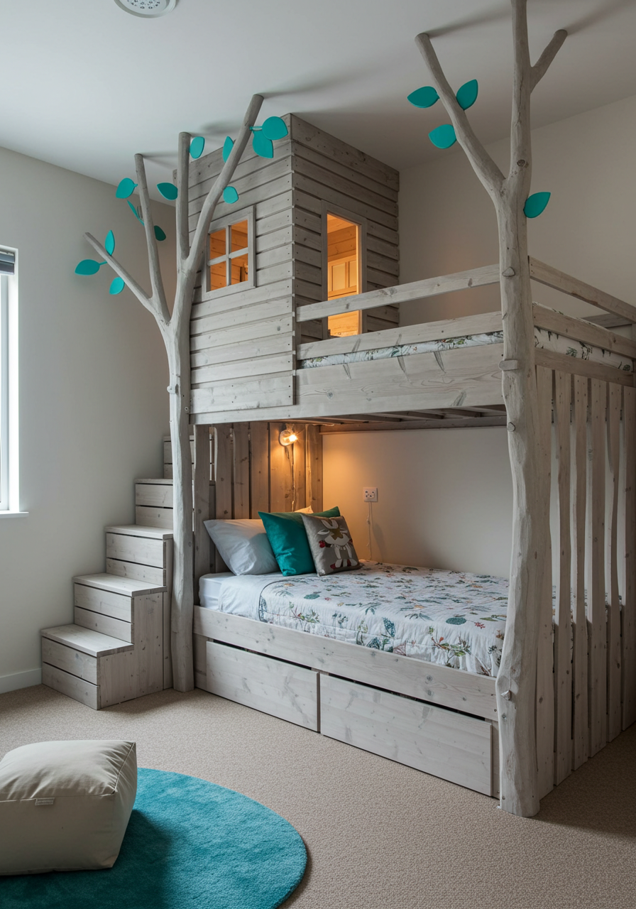 Rainbow Dreams DIY Colorful Pallet Bunk Beds for Kids (31)