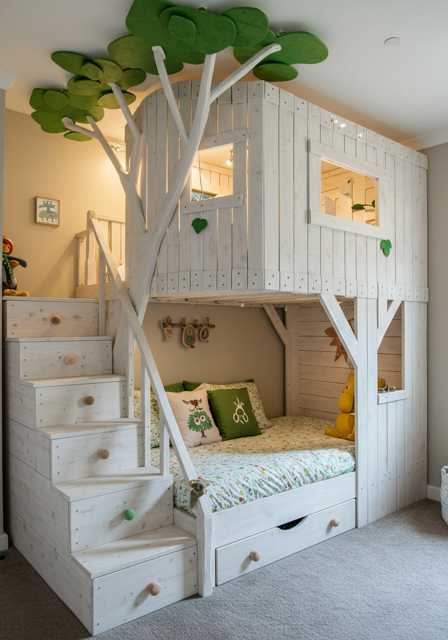 Rainbow Dreams DIY Colorful Pallet Bunk Beds for Kids (6)