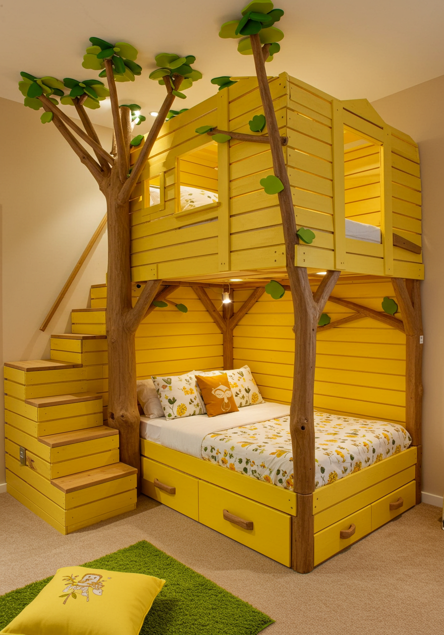 Rainbow Dreams DIY Colorful Pallet Bunk Beds for Kids (8)