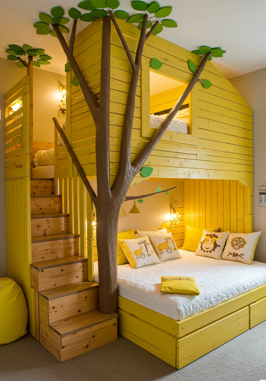 Rainbow Dreams DIY Colorful Pallet Bunk Beds for Kids (9)