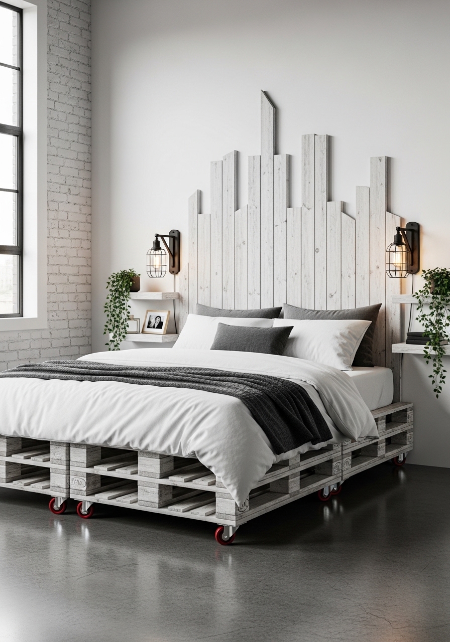 Modern Wooden Pallet Bedroom Retreat 🌿 (17)